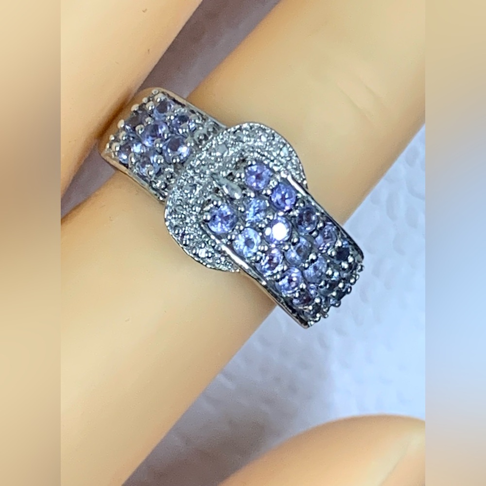 STS DESIGN KARIS Amethyst Belt Band Ring Platinum Plated